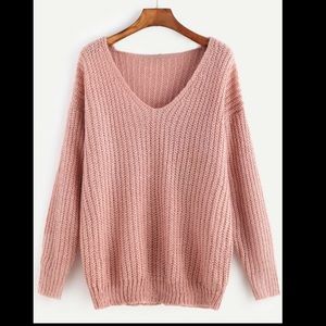 V-neck Knit Ribbed Sweater
